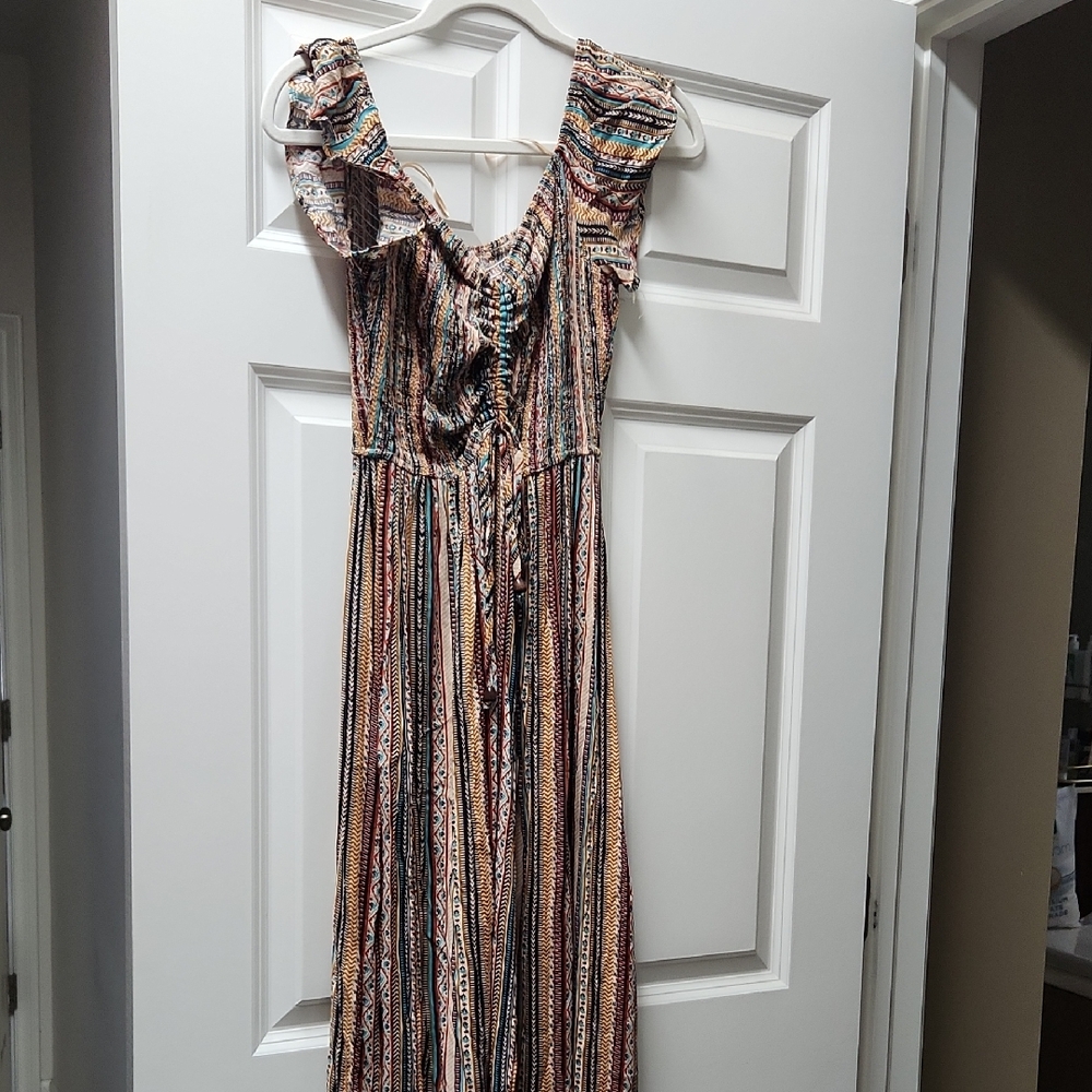 Multicolor Striped Women's Maxi Boho  Dress NWOT